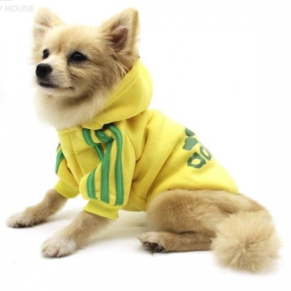 Adidog Designer Pet Hoodie Yellow & Green M